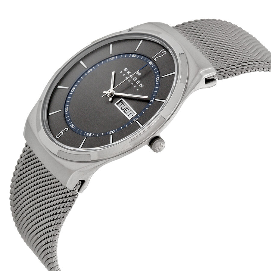 Skagen Melbye Reloj de malla de acero inoxidable con esfera gris para hombre SKW6078