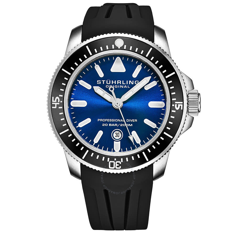 Stuhrling Original Aquadiver Quartz Blue Dial Men's Watch M13623 - The Watches Men & Co