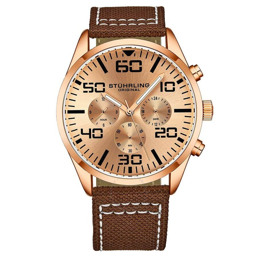 Stuhrling Original Aviator Rose Gold-tone Dial Men's Watch M15929 - The Watches Men & Co
