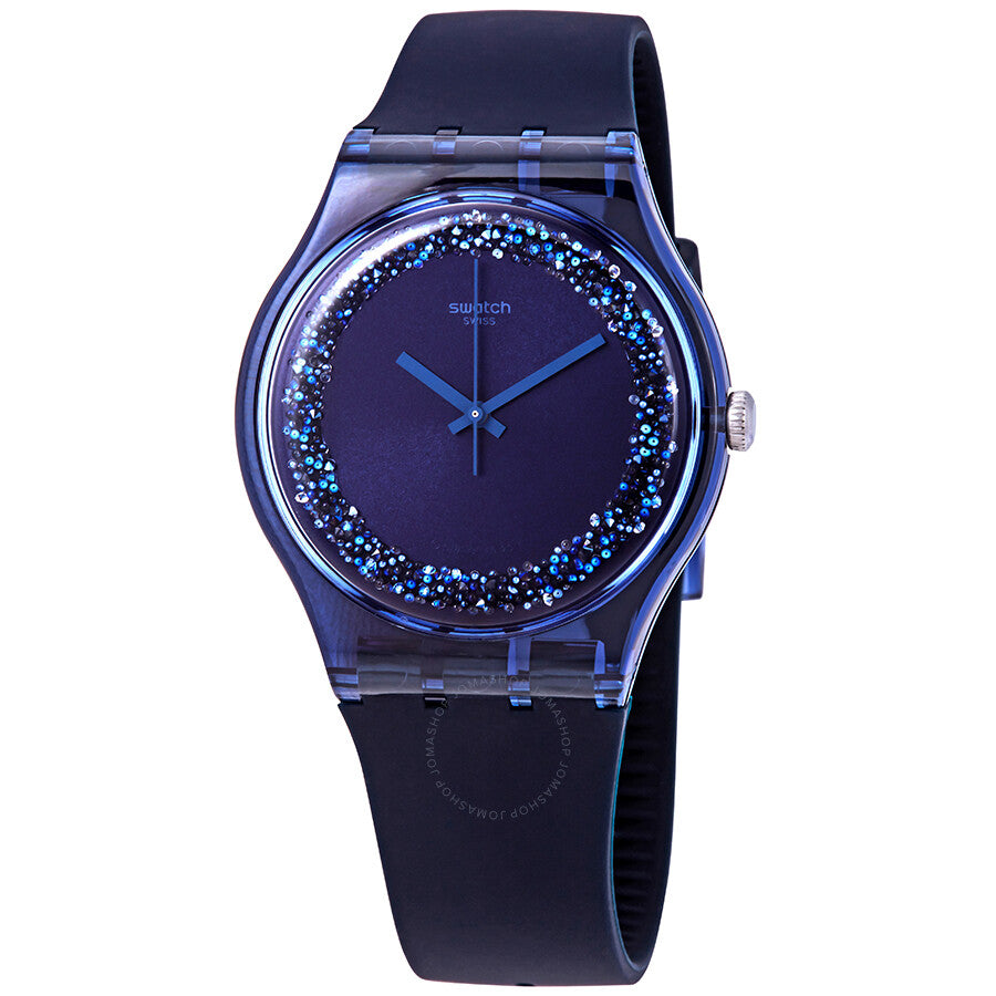 Swatch Blusparkles Blue Crystal Dial Ladies Watch SUON134 - The Watches Men & Co