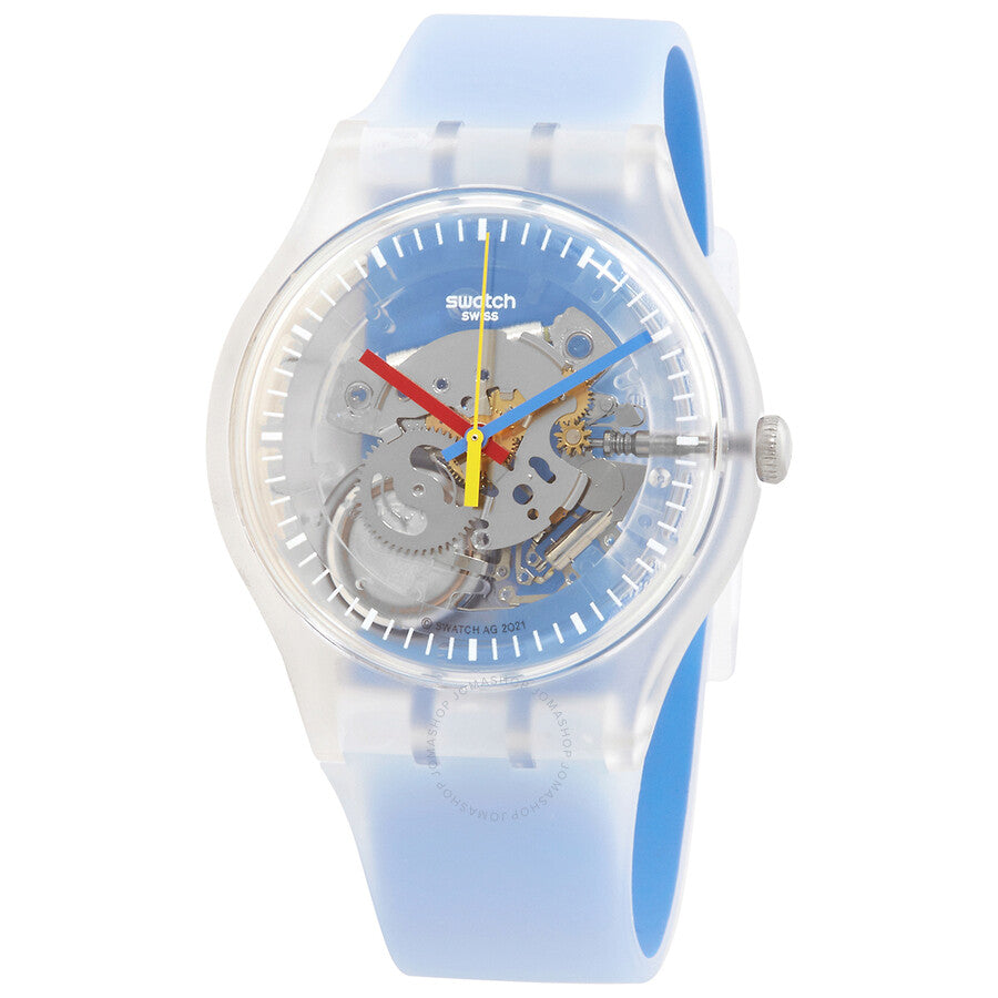 Swatch Clearly Blue Striped Quartz Men's Watch SUOK156 - The Watches Men & Co