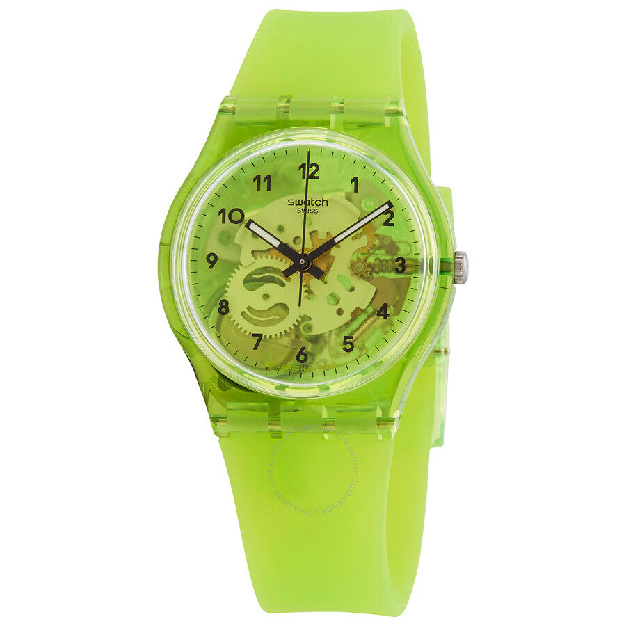 Swatch Lemon Flavour Quartz Green Transparent Dial Unisex Watch GG227 - The Watches Men & Co