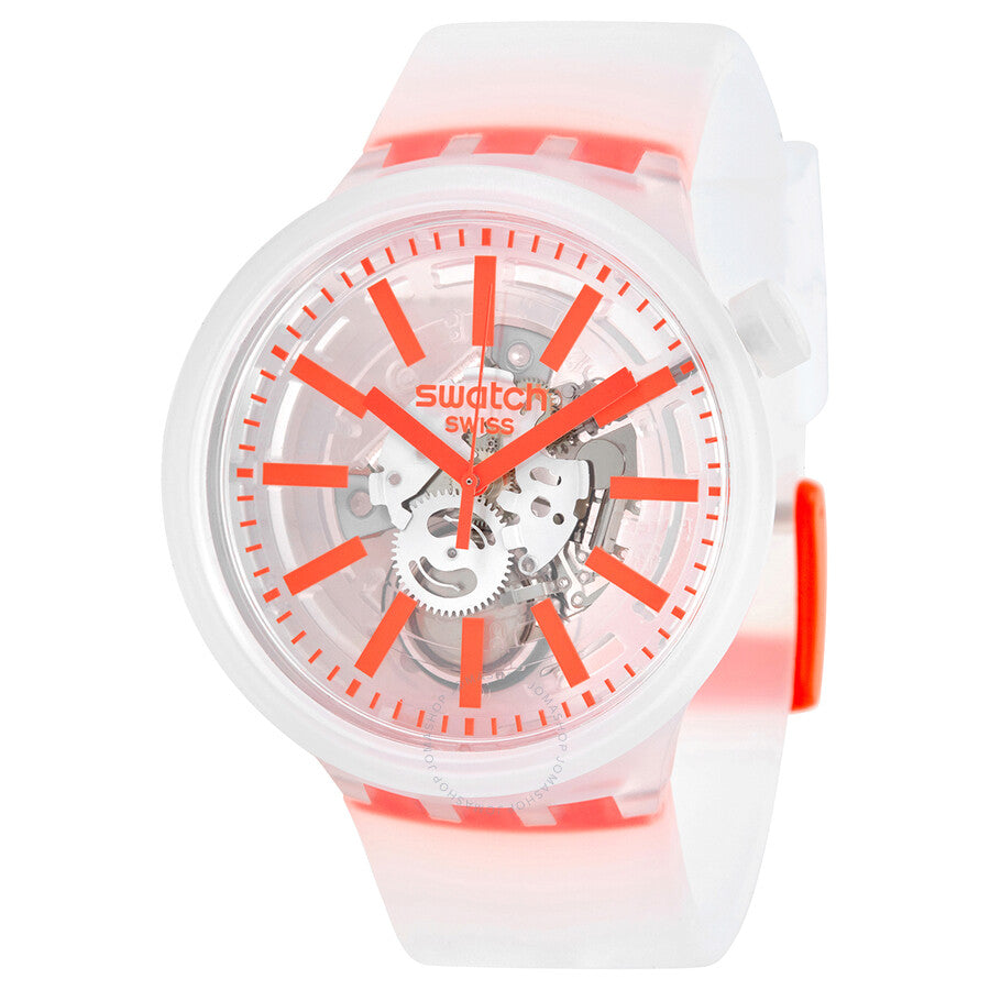 Swatch Orange-In-Jelly Quartz White Skeleton Center Watch SO27E102 - The Watches Men & Co