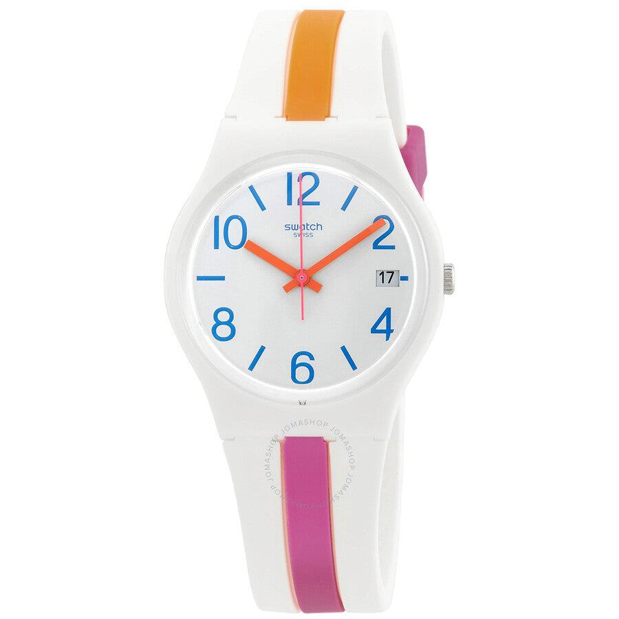 Swatch Pinkline Quartz White Dial Unisex Watch GW408 - The Watches Men & Co