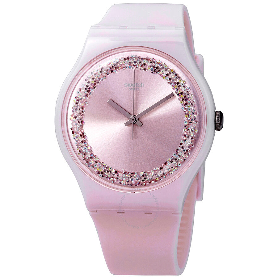 Swatch Pinksparkles Light Pink / Crystal Dial Men's Watch SUOP110 - The Watches Men & Co