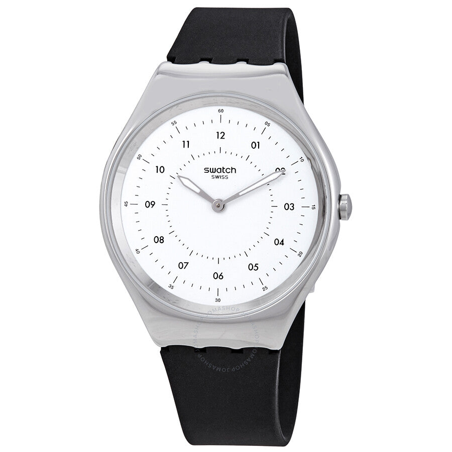Swatch Skinnoiriron White Dial Black Rubber Unisex Watch SYXS100 - The Watches Men & Co