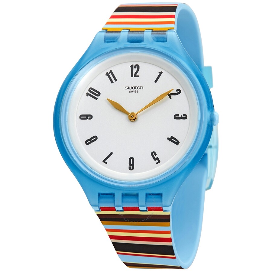 Swatch Skinstripes Light Grey Dial Unisex Watch SVUL100 - The Watches Men & Co