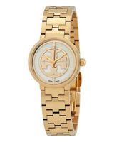 Tory Burch Ivory & Gold Tone Reva Small Logo Women's Watch TBW4011