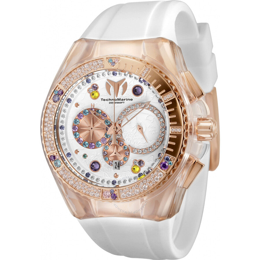 TechnoMarine Cruise Chronograph Quartz Crystal White Dial Ladies Watch TM-120002 - The Watches Men & Co