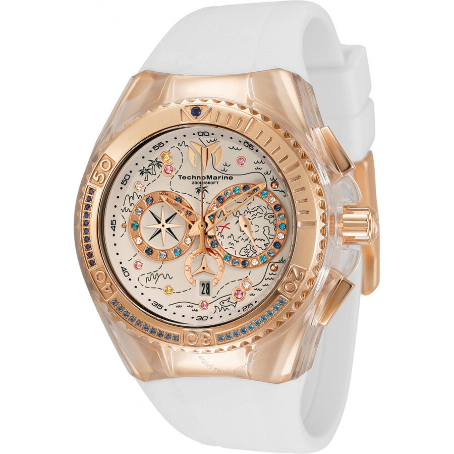 TechnoMarine Cruise GMT Quartz Crystal White Dial Ladies Watch TM-119022 - The Watches Men & Co