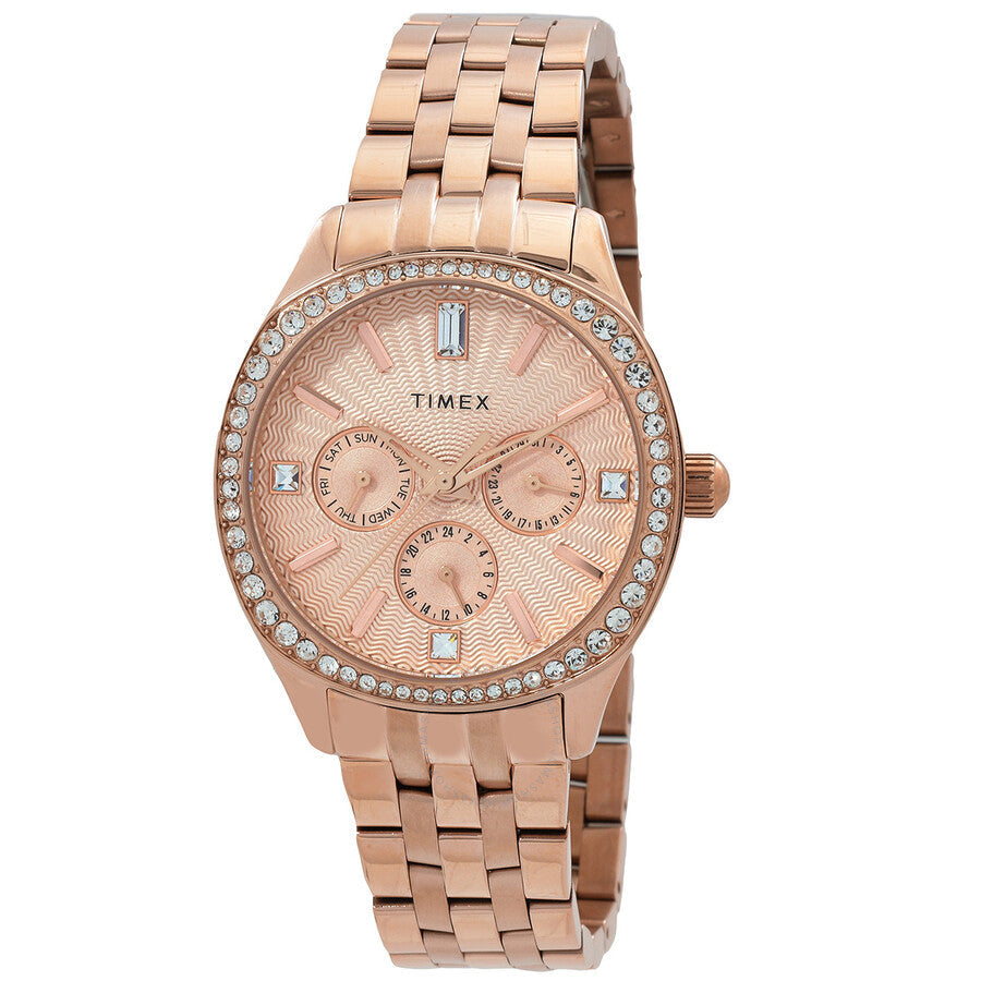 Timex Ariana Multifunction Quartz Crystal Rose Gold Dial Ladies Watch TW2W17800 - The Watches Men & Co