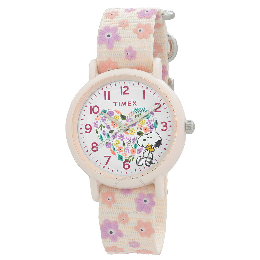 Timex Peanuts Quartz White Dial Ladies Watch TW2W33400 - The Watches Men & Co