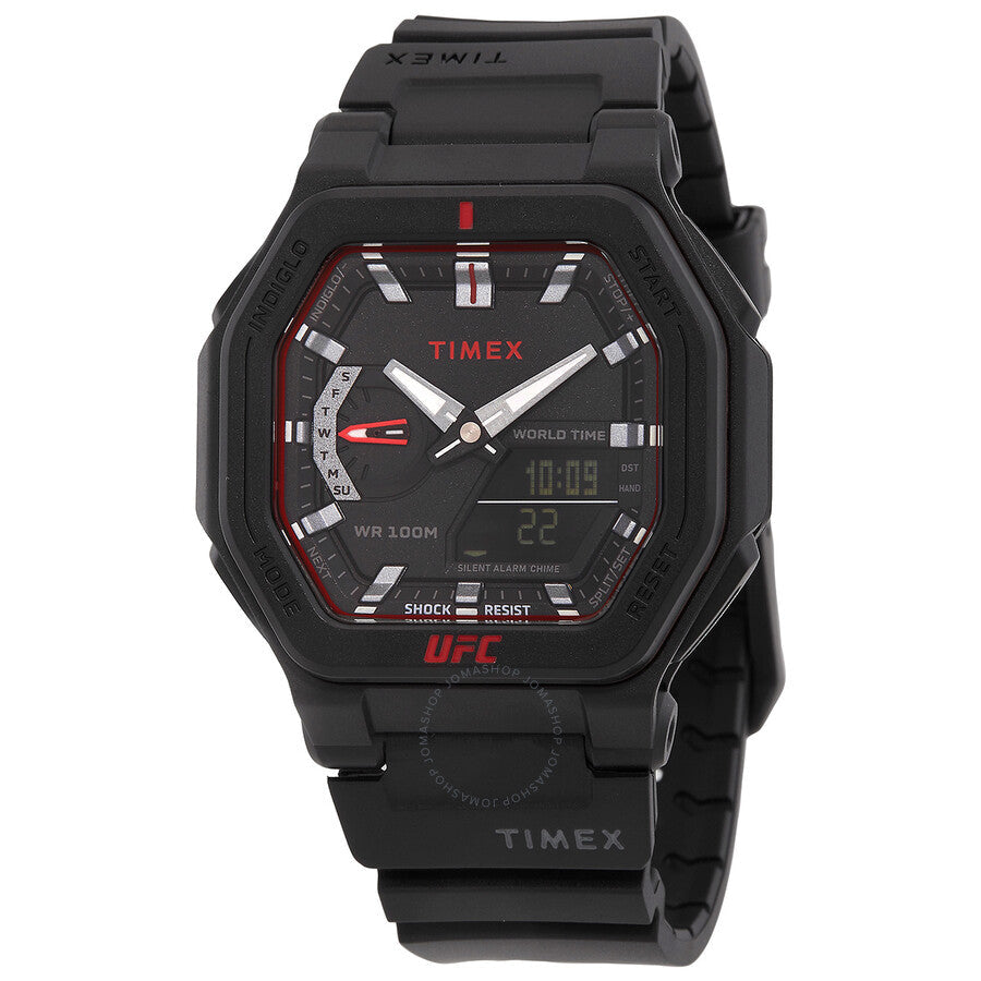 Timex UFC Colossus Alarm World Time Quartz Analog-Digital Black Dial Men's Watch TW2V55200 - The Watches Men & Co