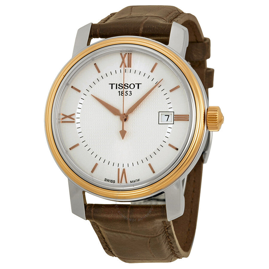 Tissot Bridgeport Silver Dial Brown Leather Men's Watch T0974102603800 - Watches of America