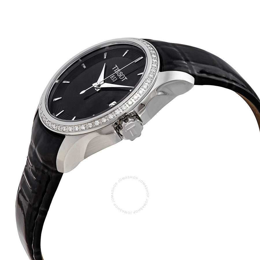Tissot Couturier Black Dial Diamond Ladies Leather Watch T035.210.66.051.00 - The Watches Men & Co #2