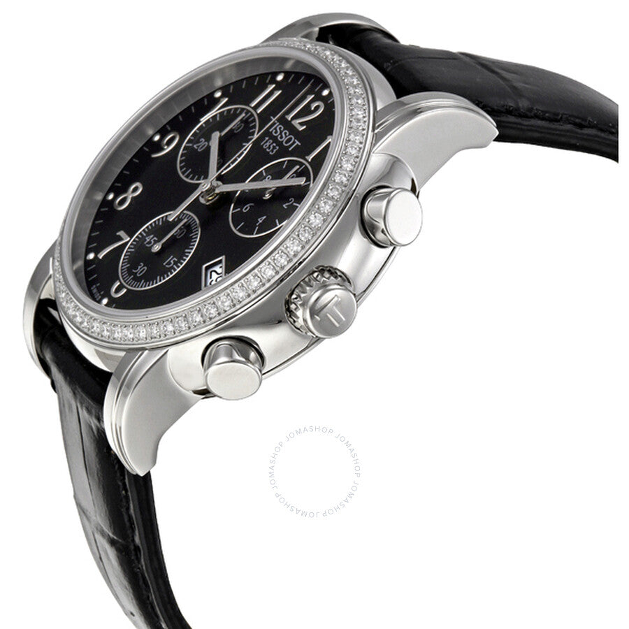Tissot Dressport Chronograph Black Leather Ladies Watch T0502171605201 - The Watches Men & Co #2