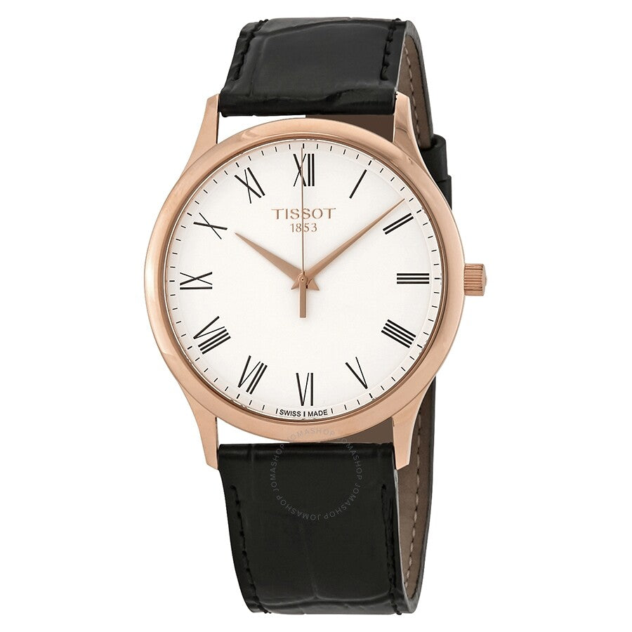 Tissot Excellence Men's 18kt Rose Gold Black Leather Watch T926.410.76.013.00 - Watches of America
