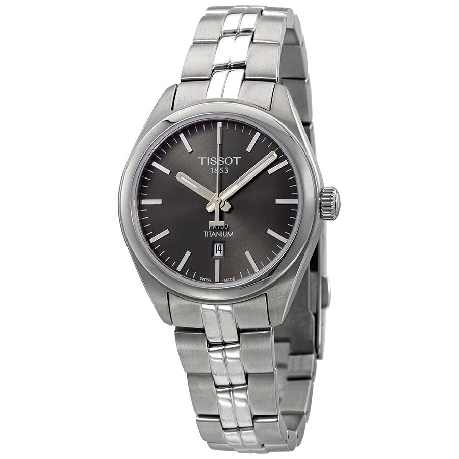 Tissot PR 100 Anthracite Dial Ladies Titanium Watch T101.210.44.061.00 - The Watches Men & Co