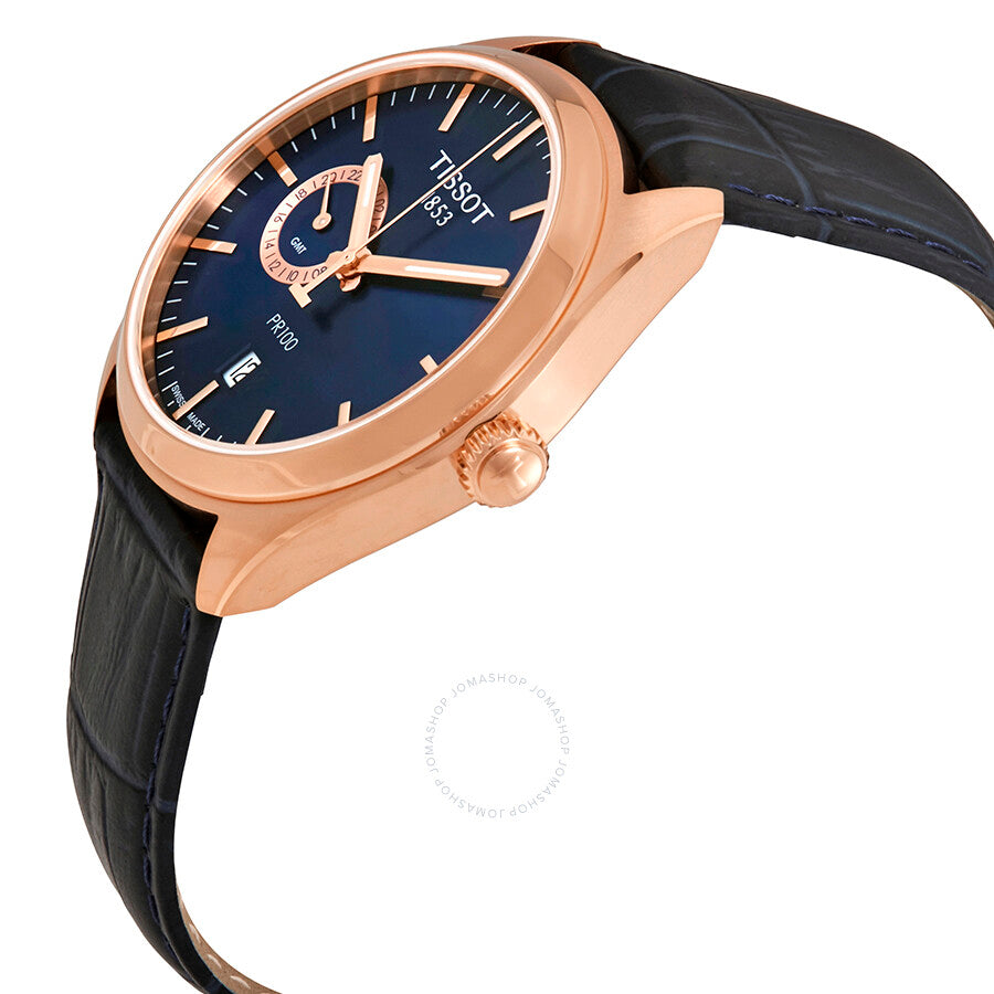 Tissot PR 100 Blue Dial Men's Blue Leather Watch T101.452.36.041.00 - The Watches Men & Co #2