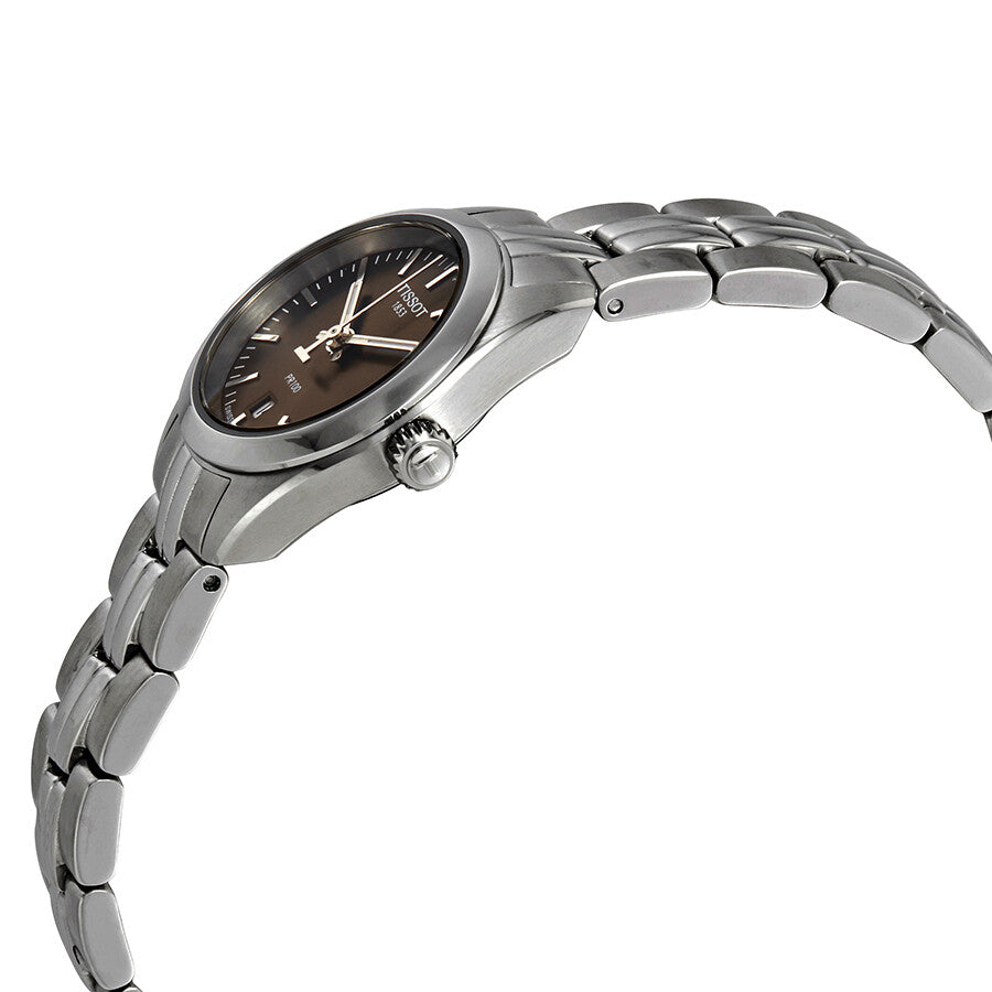 Tissot PR 100 Brown Dial Stainless Steel Ladies Watch T1010101106100 - The Watches Men & Co #2