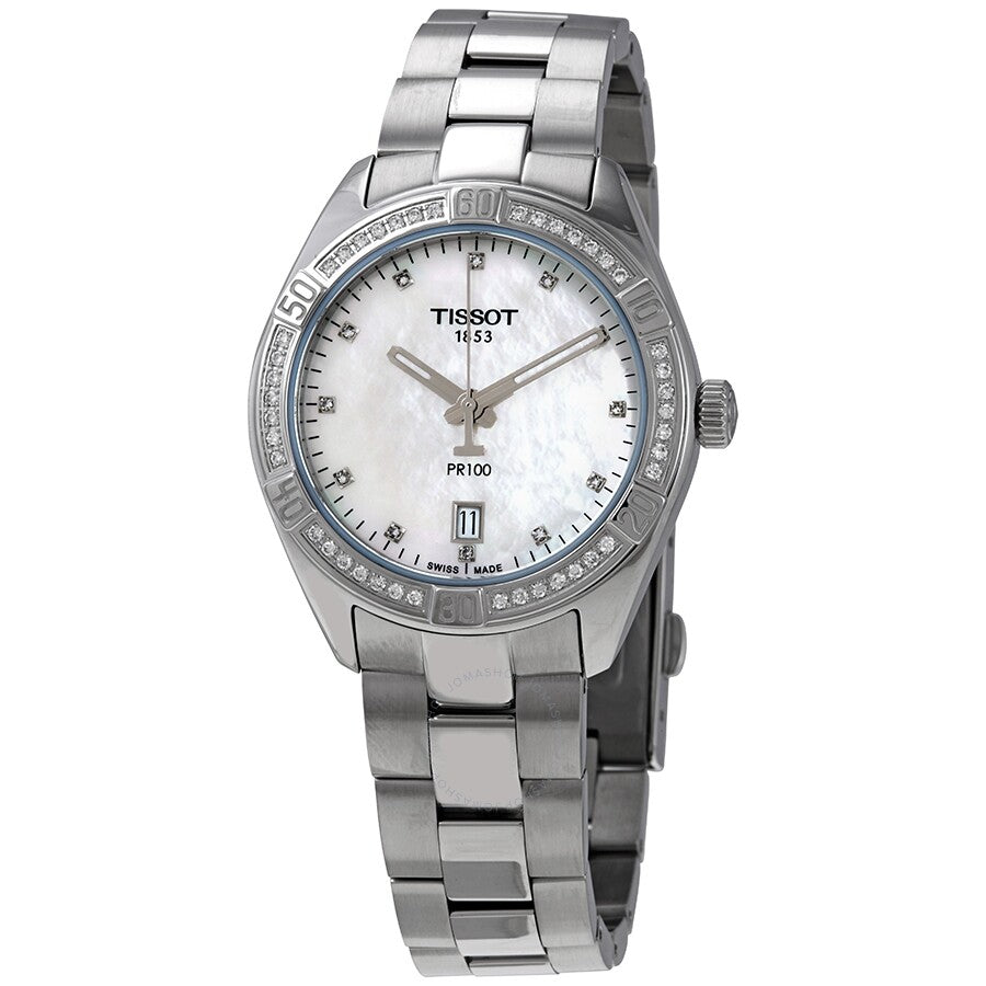 Tissot PR 100 Mother of Pearl Diamond Dial Ladies Watch T101.910.61.116.00 - The Watches Men & Co
