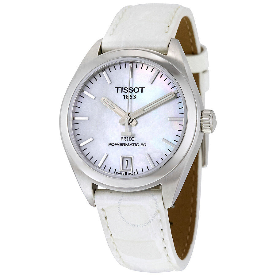 Tissot PR 100 Powermatic White Mother of Pearl Ladies Watch T101.207.16.111.00 - The Watches Men & Co