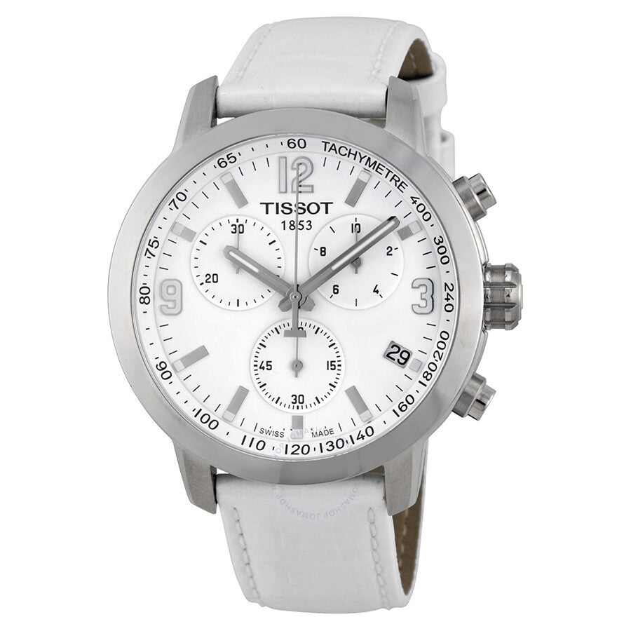 Tissot PRC 200 Chronograph White Dial Steel Watch T055.417.16.017.00 - The Watches Men & Co