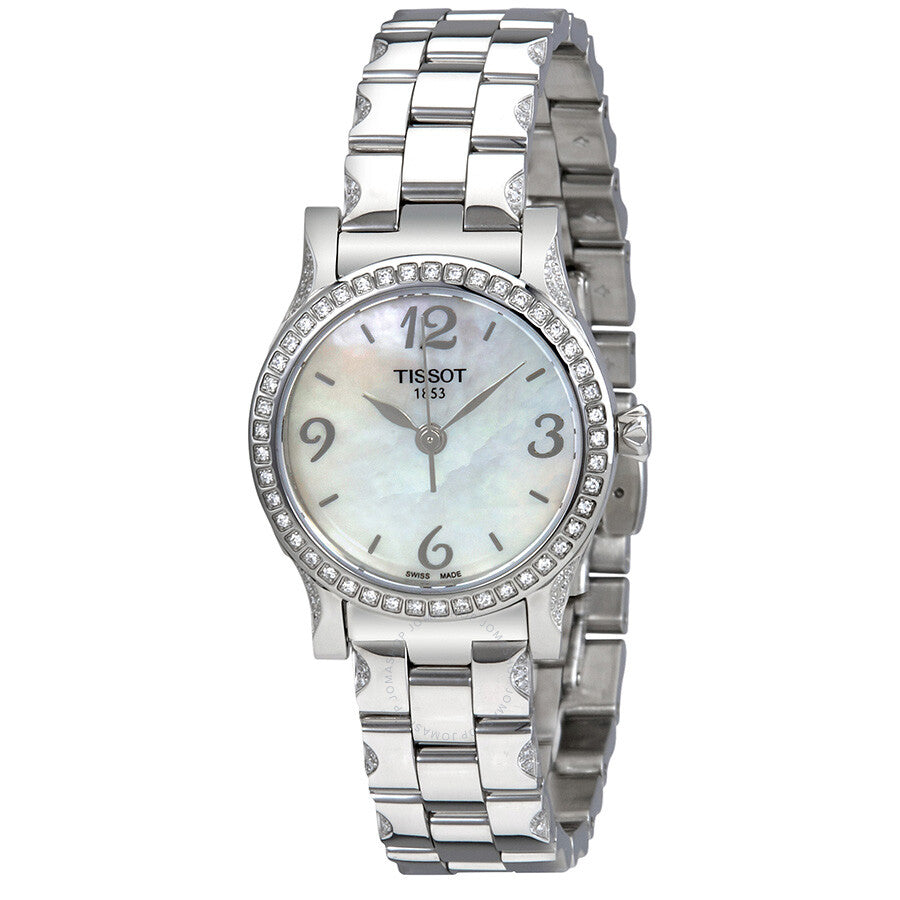 Tissot Stylis-T White Mother of Pearl Dial Diamond Ladies Watch T028.210.11.117.00 - The Watches Men & Co