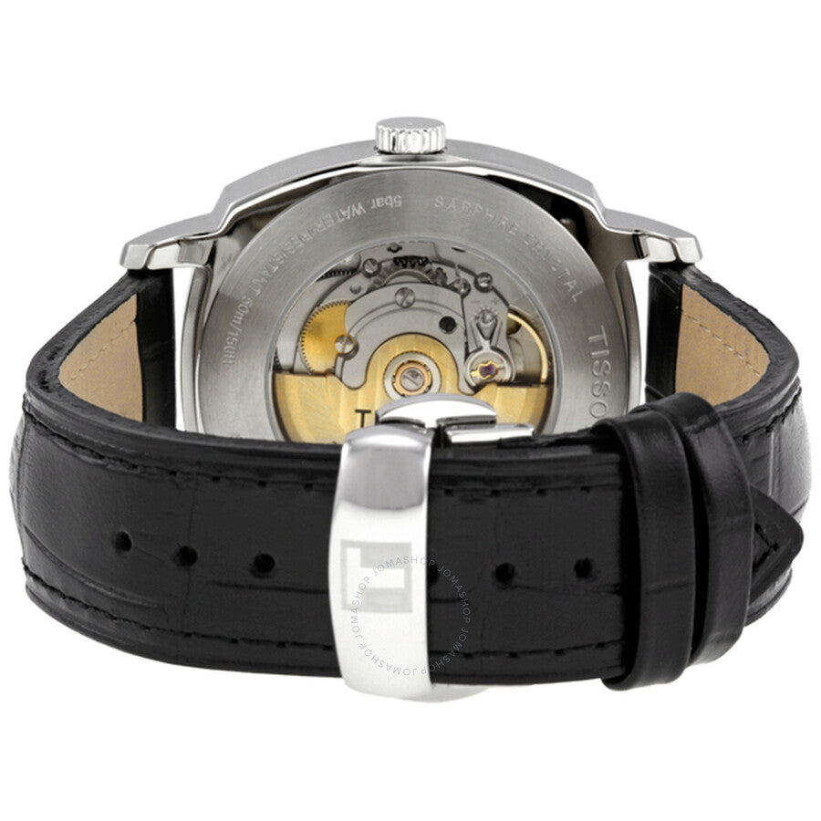 Tissot T-Lord Black Dial Automatic Black Leather Men's Watch T0595071605100 - The Watches Men & Co #3
