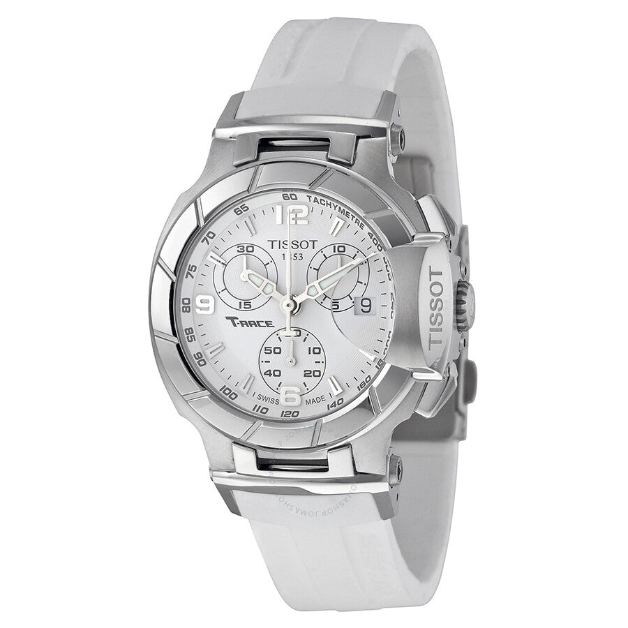 Tissot T-Race Chronograph White Dial Ladies Watch T0482171701700 - The Watches Men & Co