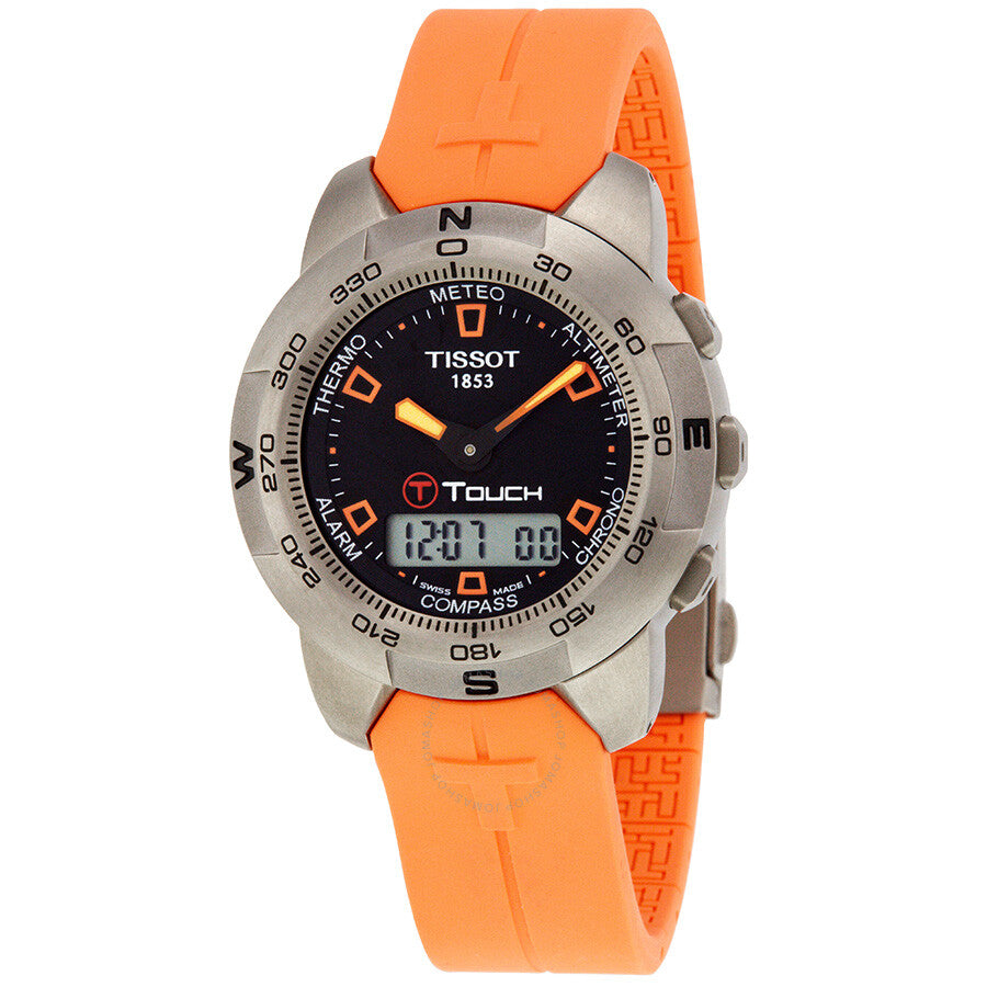 Tissot T-Touch Titanium Analog/Digital Multifunction Orange Rubber Men's Watch T33.7.598.59 - The Watches Men & Co