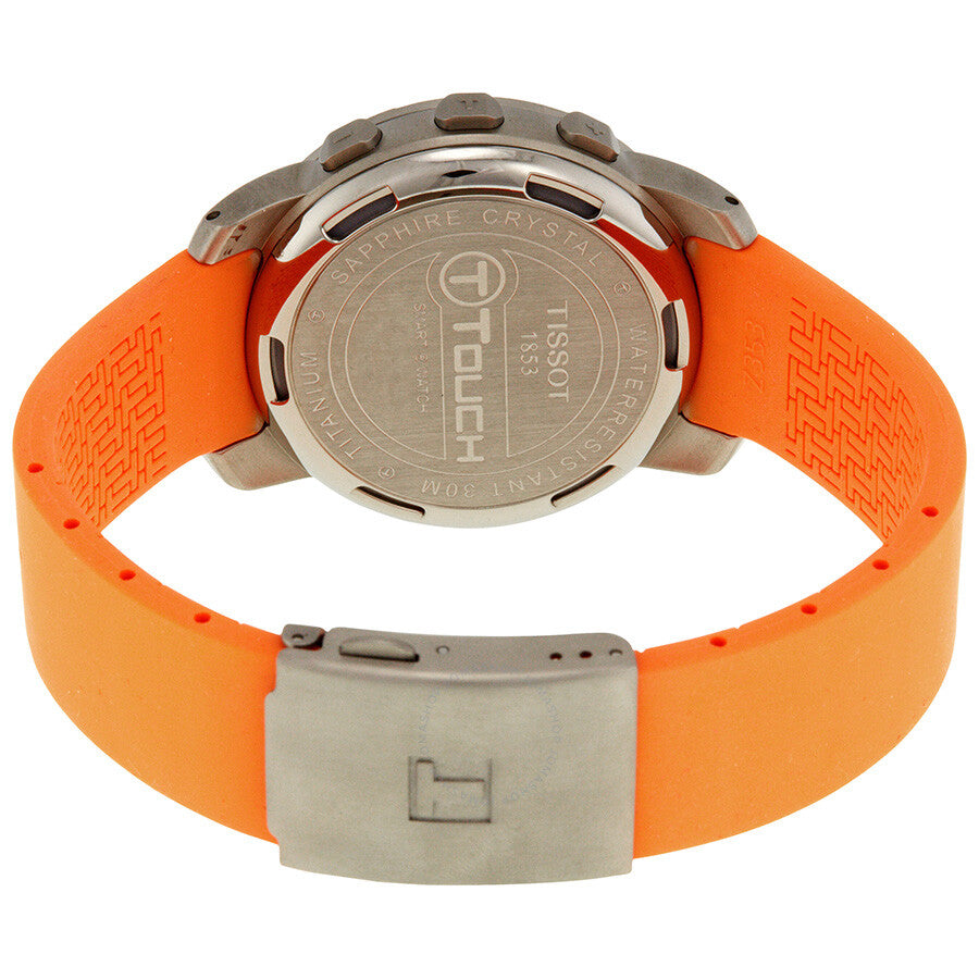Tissot T-Touch Titanium Analog/Digital Multifunction Orange Rubber Men's Watch T33.7.598.59 - The Watches Men & Co #3