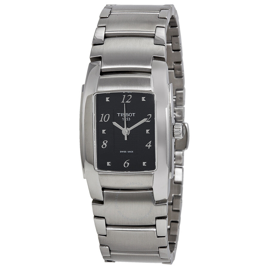 Tissot T10 Black Dial Matte Stainless Steel Ladies Watch T073.310.11.057.01 - The Watches Men & Co