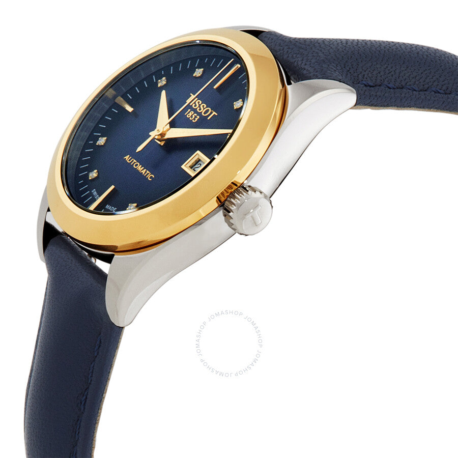 Tissot T-Gold Automatic Diamond Blue Dial Ladies Watch T930.007.46.046.00 - Watches of America #2