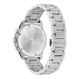 ساعة فيرساتشي غريكا أكشن كرونوغراف كوارتز بمينا أخضر وسوار من الفولاذ الفضي للرجال - VE3J00422