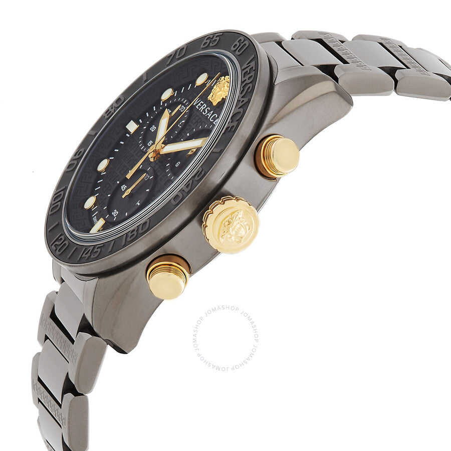 Versace Greca Dome Chronograph Black Dial Men's Watch - VE6K00623