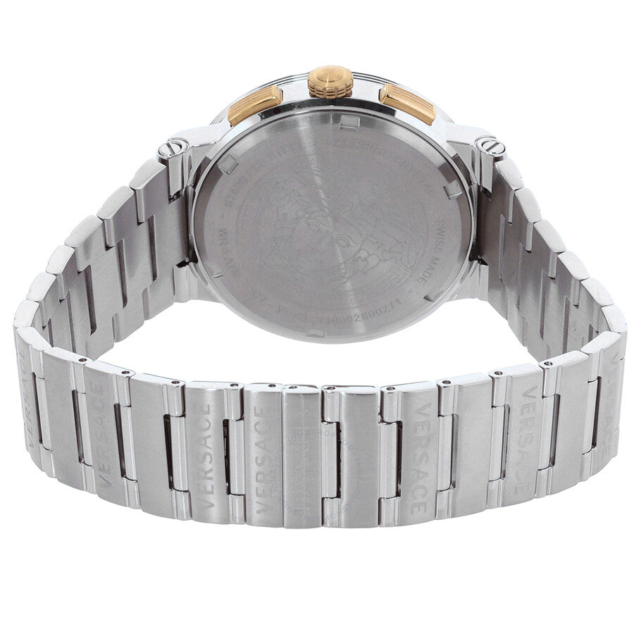 Versace Greca Logo Chronograph Swiss Movt Blue Dial Silver Watch - VEZ900221