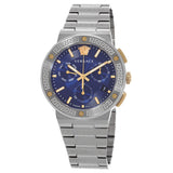 Versace Greca Logo Chronograph Quartz Blue Dial Men's Watch VEZ900221 - Watches of America