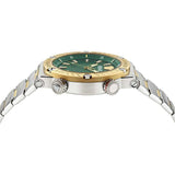 Versace Greca Logo Diver Quartz Green Dial Two Tone Steel Strap Men's Watch - VE8G00524