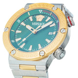 Versace Greca Logo Diver Quartz Green Dial Two Tone Steel Strap Men's Watch - VE8G00524