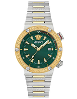 Versace Greca Logo Diver Quartz Green Dial Two Tone Steel Strap Men's Watch - VE8G00524