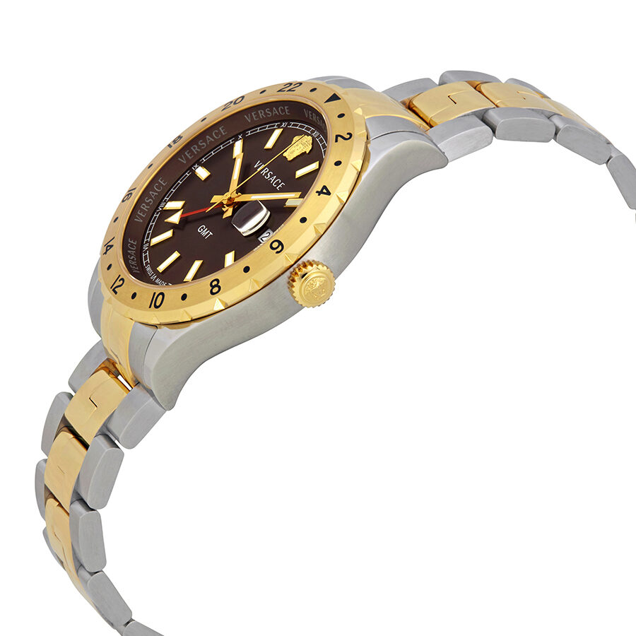Versace Hellenyium Brown Dial Two-tone Swiss Movement Watch - V11040015