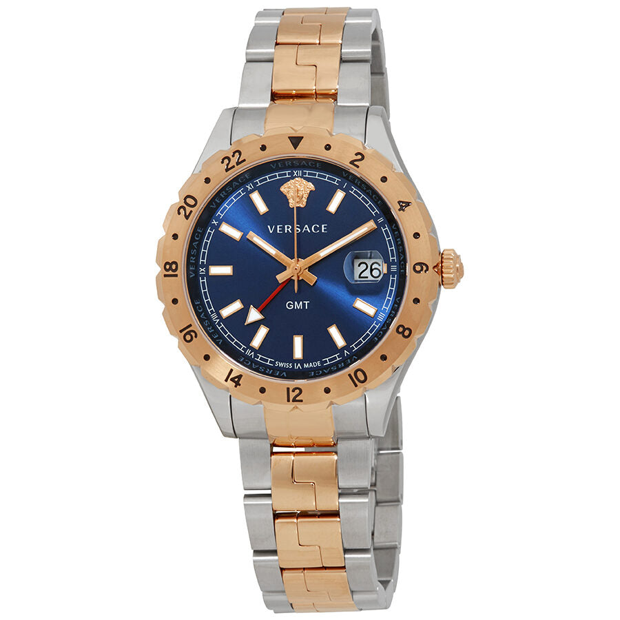 Versace Hellenyium GMT Blue Dial Swiss Movt Two-Tone Watch - V11060017