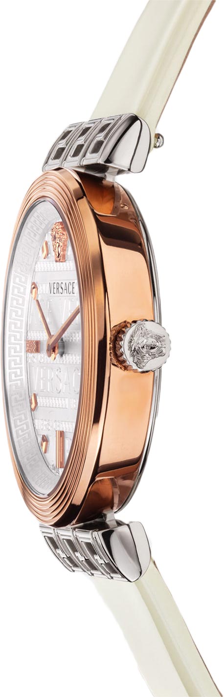 Versace Meander White Leather Strap Women's Watch - VELW00120