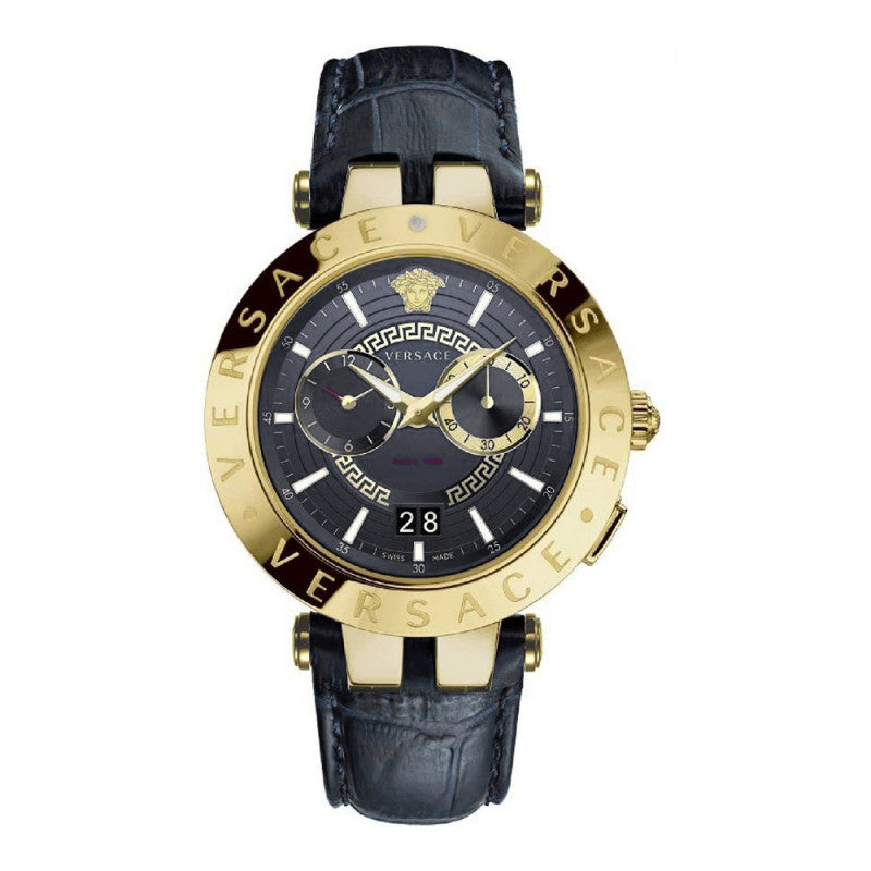 Versace V-Race Black Leather Strap Men's Watch - VEBV00119