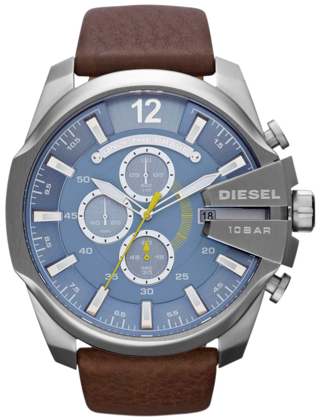 Diesel Mega Chief Reloj cronógrafo para hombre con esfera azul claro DZ4281