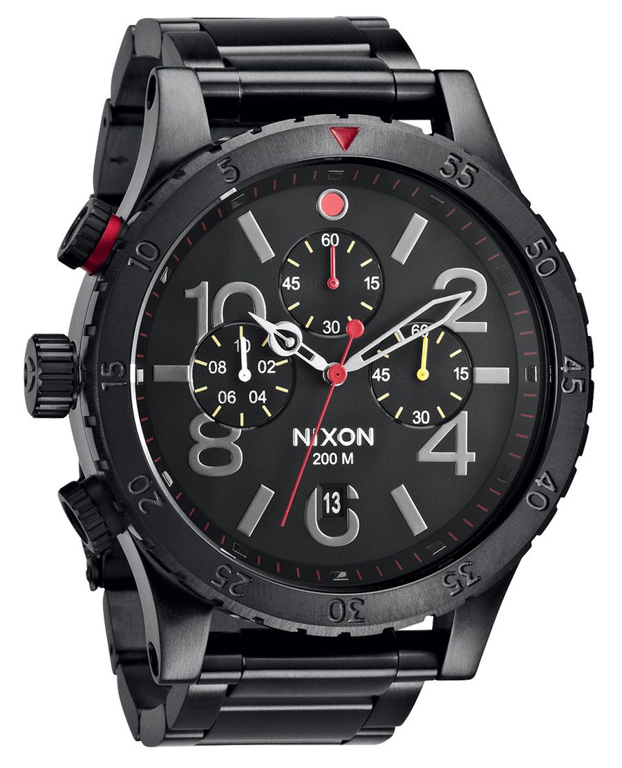 Nixon 48-20 Chrono Black Dial Black Ion-plated Men's Watch Men's 