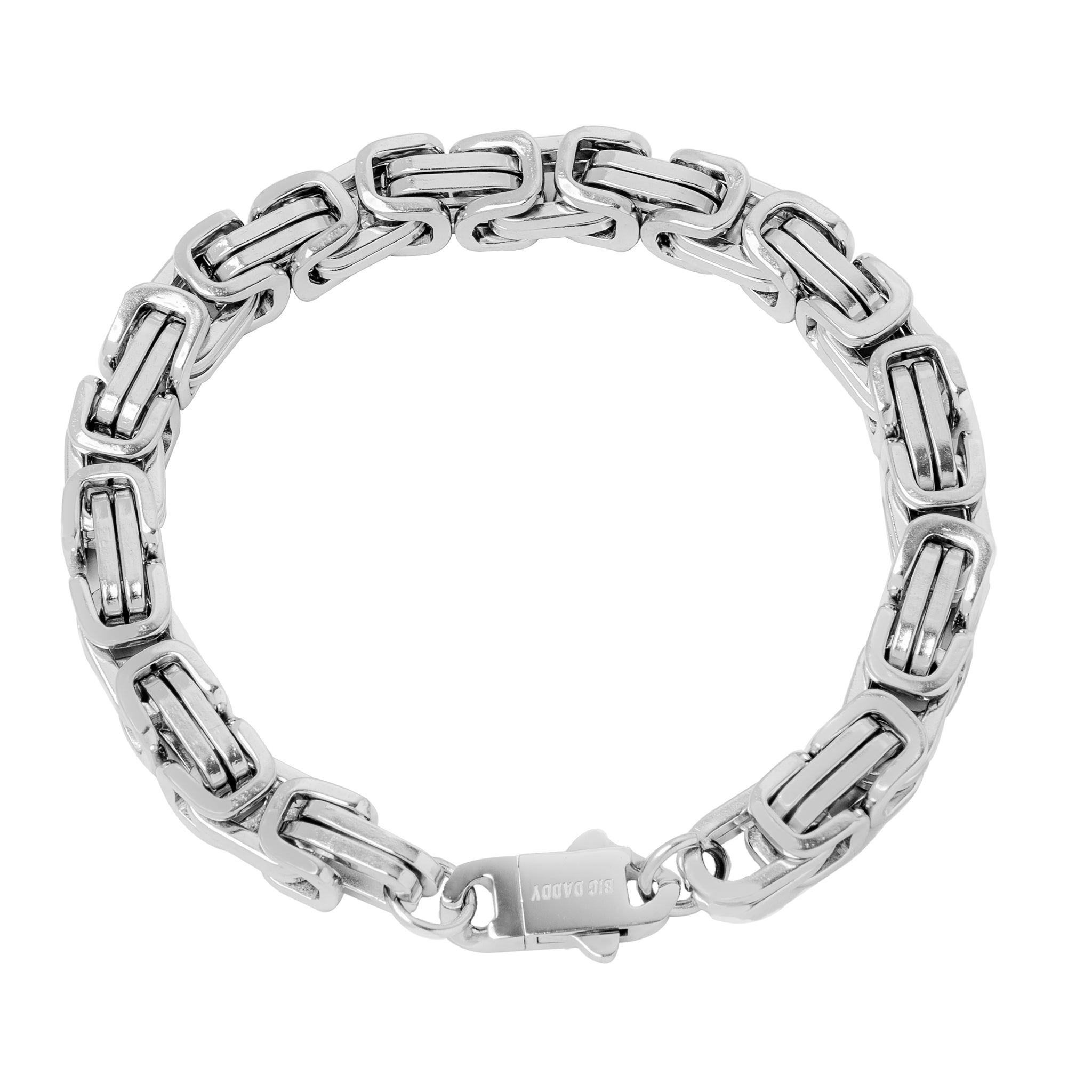 Big Daddy 8MM Byzantine Link 18K Silver Bracelet – Watches of America