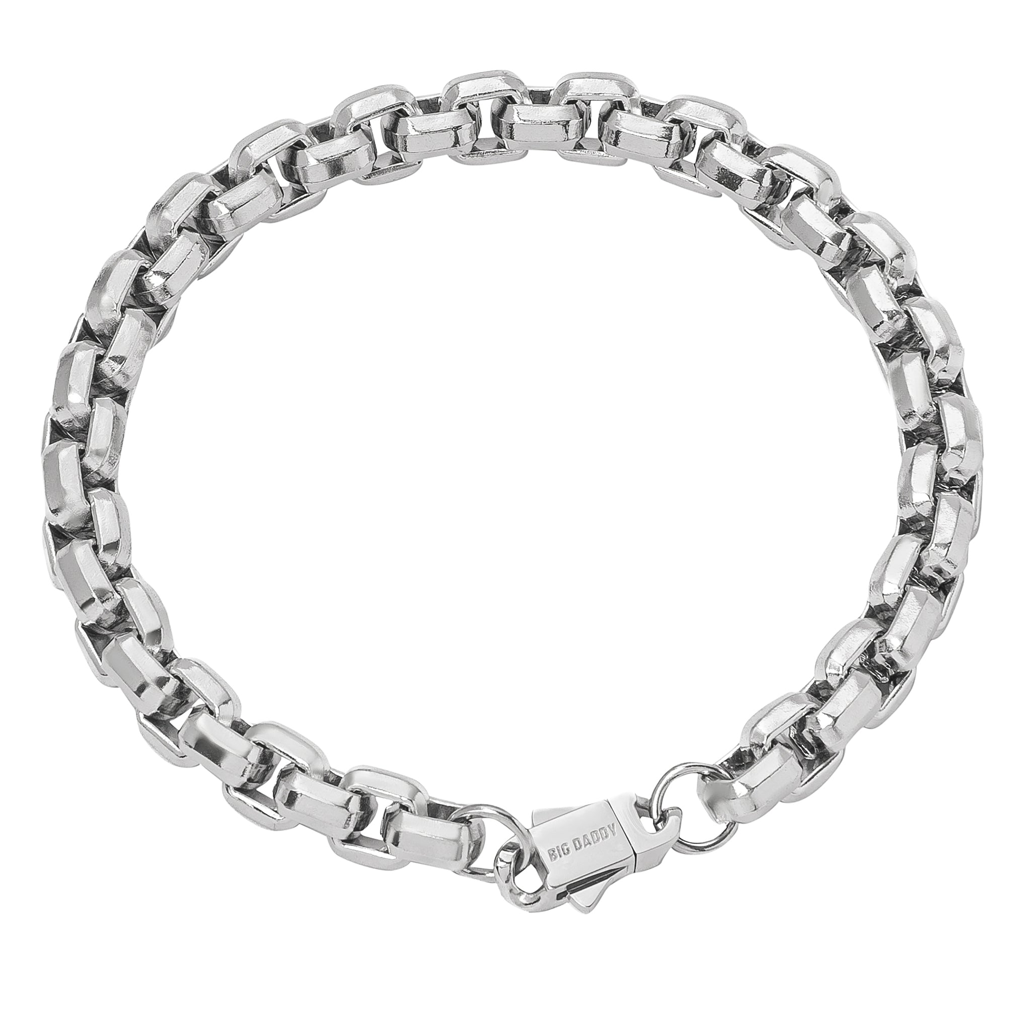 Big Daddy 8MM Silver Steel Franco Box Chain Bracelet – Watches of America