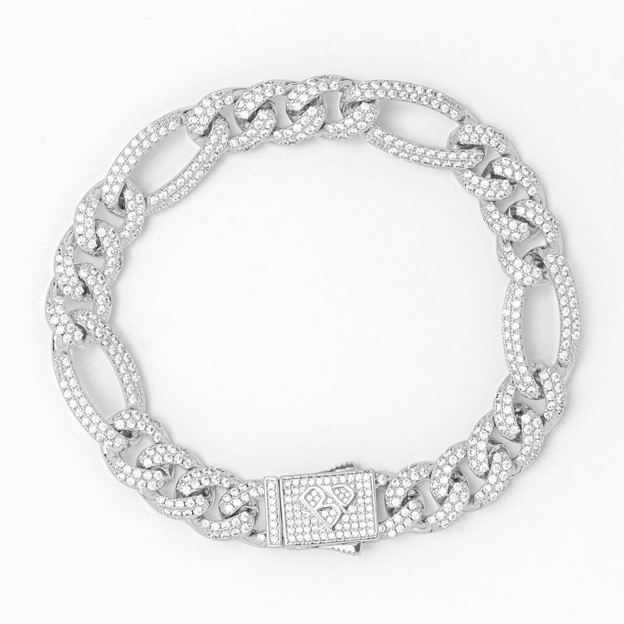 سوار بيج دادي الفضي المرصع بالكريستال على طراز الهيب هوب، مقاس 12 ملم